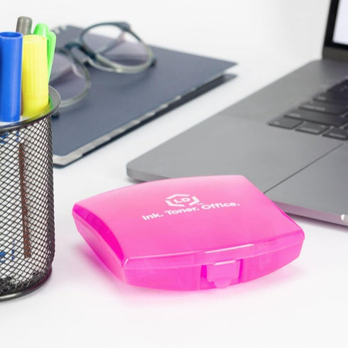 LD Products Pink Mini Office Supply Kit, Portable Case with Scissors, Tape Dispenser, and Mini Stapler