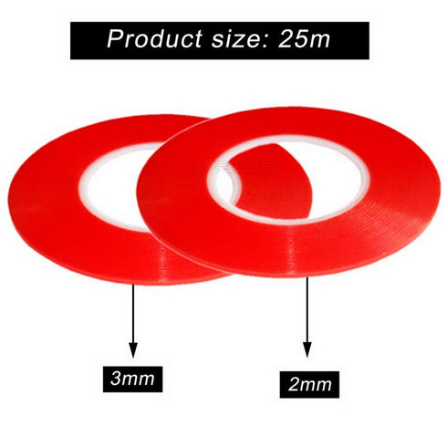 Pimoys 2mm / 3mm x 25m Double Sided Phone Adhesive Tape, 2 Rolls Heat Resistant Transparent Acrylic for Repair
