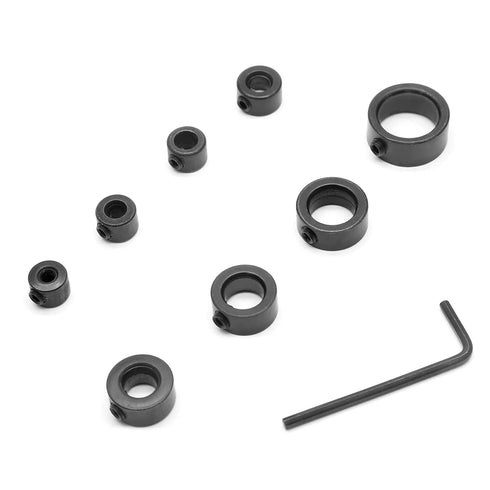 8Pcs Drill Bit Depth Stop Collar Set - Includes 1/8", 5/32", 13/64", 15/64", 5/16", 25/64", 15/32", 5/8"