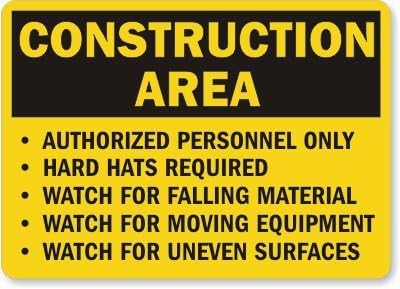 SmartSign "Construction Area - Authorized Personnel Only, Hard Hats Required" Sign | Aluminum 10" x 14"