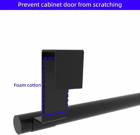 0.8" Over-Cupboard Stainless Steel Towel Bar - Single for Cabinet Doors