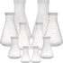 Peohud Set of 10 Scientific Plastic Erlenmeyer Flasks with Screw Caps - Lab Flask Set (50ml, 100ml, 250ml, 500ml, 1L)