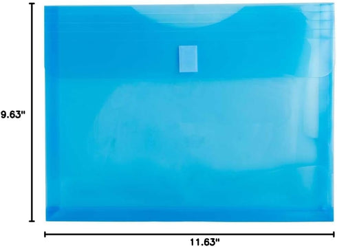JAM PAPER Plastic Expansion Envelopes, 9 5/8 x 11 5/8 with 1 Inch Expansion, Blue, 6 Pack