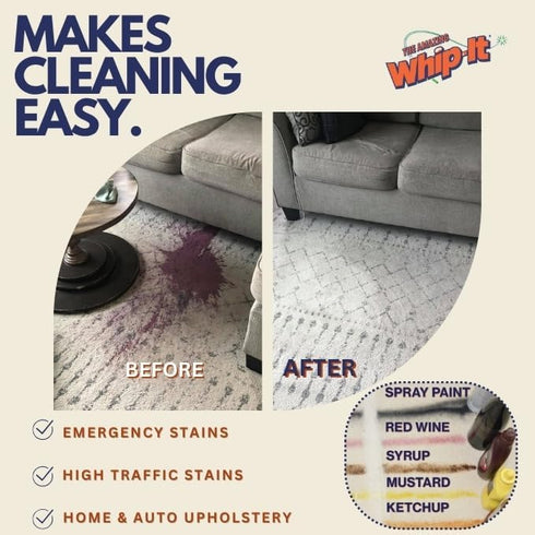 500 32 OZ Whip It Cleaner, Multi Purpose Stain Remover Professional Strength Spray, Plant Based Enzyme Cleaner