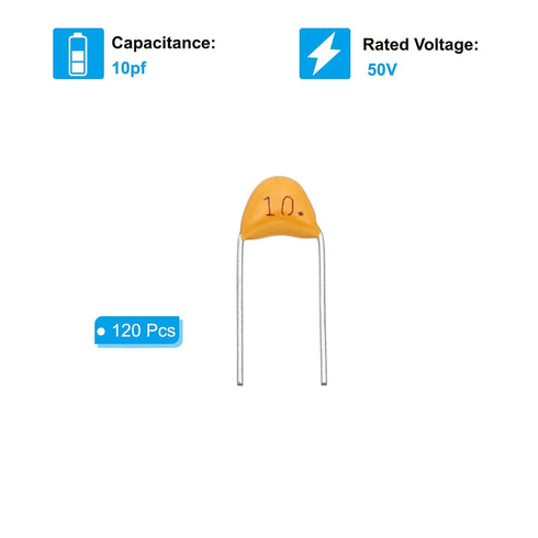 PATIKIL 120 Pcs 50V Multilayer Monolithic Ceramic Capacitors, Ceramic Chip Capacitor Assortment Kit, Yellow