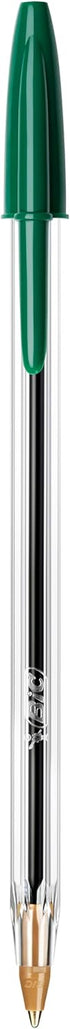 BIC Cristal Medium Smudge-free Ballpoint Pen, 1.0mm Tip, Green, Pack of 50