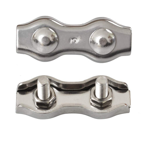 1/8 Inch M3 Stainless Steel Duplex 2-Post Cable Clamp, Wire Rope Clip Cable Clamp, Pack of 14
