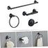 1Set WOONEKY Retro Black Towel Rack Stainless Steel Towel Ring for Bathroom Kitchen Vintage Design Towel Holder