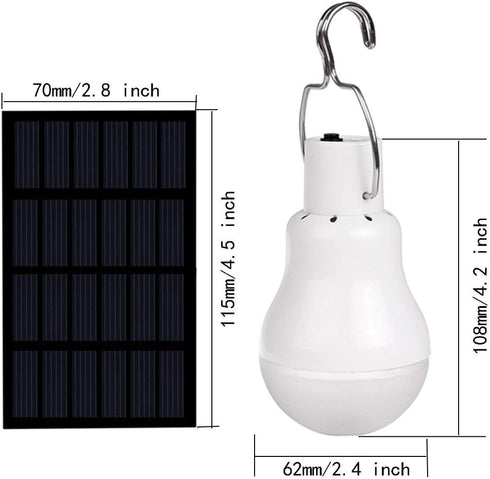 Solar Powered Lamp Portable LED Bulb Lights, Solar Energy Panel LED Lighting for Camp Tent, Night Fishing, Emergency