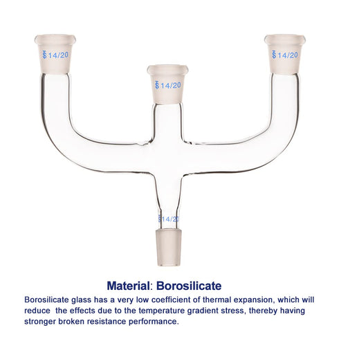 4 Way Claisen Distillation Adapter with 14/20 Joints, Connecting Adapter for Lab Supply