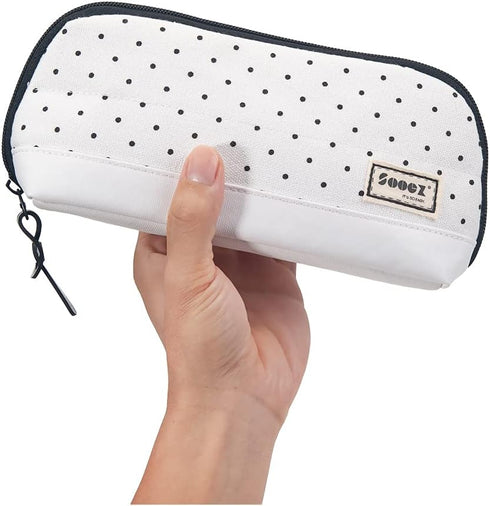 Sooez Wide-Opening Pencil Pen Case, Lightweight & Spacious Zipper Stationery Bag with Triangular Design for Adults,