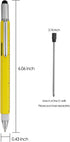 HeTaoCat Gifts Multi Tech Tool, 6 in 1 Stylus Pen with Screwdriver, Ruler, Levelgauge, Ballpoint Black Ink (Yellow)