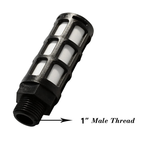 Quickun Plastic Exhaust Air Silencer, 1" Pneumatic Muffler Black Air Compressor Fitting (Pack of 2)