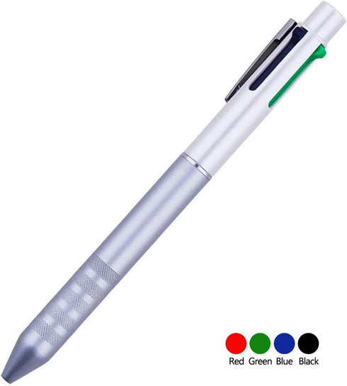 DUNBONG 4 In 1 Multi Color Pen, White, Black, Blue, Red, Green, Metal Gel Ballpoint Pen, 1 Count