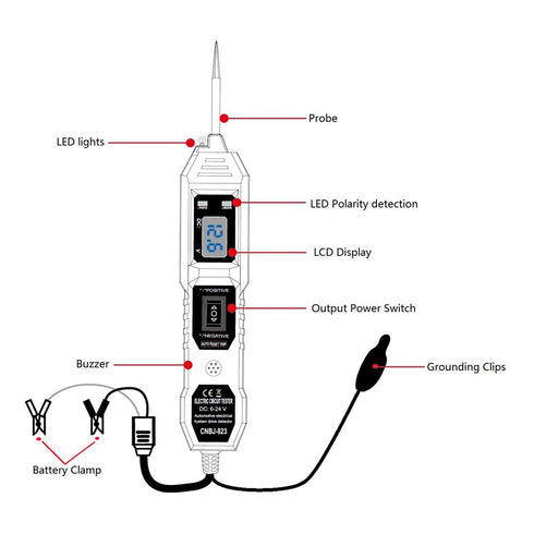 3.5V-36V Automotive Power Circuit Probe Tester LCD Digital Display Car Electrical System Diagnostic Tool