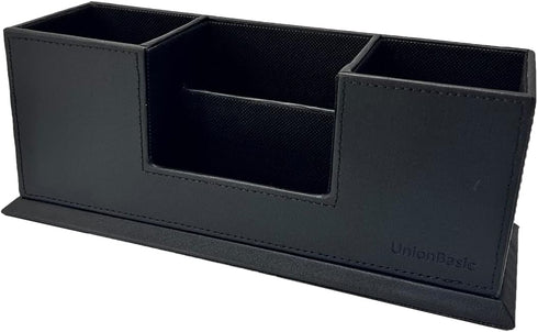 UnionBasic Black Desk Organizer - Leather Multi-Compartment Pen Holder for Office Stationery Organization