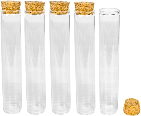 6 Pcs Empty Transparent Test Tube Glass Bottle Vials With Cork Stopper,