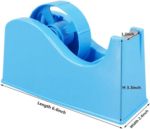 Desktop Tape Dispenser Adhesive Roll Holder with Weighted Nonskid Base - Fits 1" & 3" Core, Blue