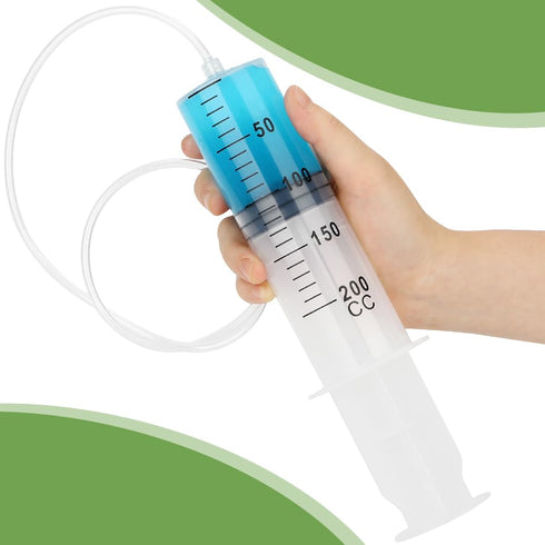 4 Pack 200ml Syringes with 55.1” Tube and 14G 1.5” Needle, Sterile Luer Lock Individually Packaged for Scientific Labs
