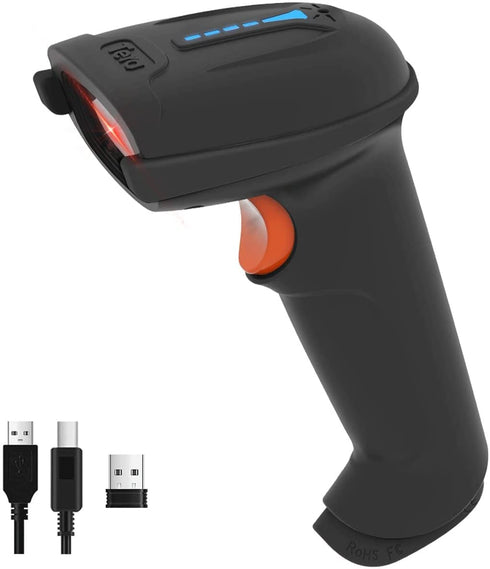 Tera Pro 1D Wireless Barcode Scanner, 3 in 1 Bluetooth & USB Wired CCD Reader, Model T5100C, Orange