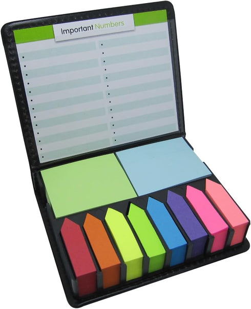 Cute Paper Boxed Self Sticky Notes Set, 2000 Pages Colorful Tape Flags, Arrow Flags, Memo Pads, 12 Colors with Holder
