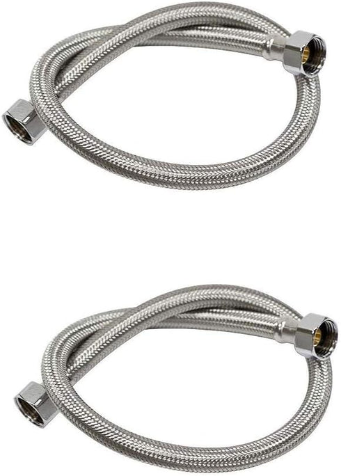 Braided Faucet Connector Supply Hose 1/2"-14NPSM Brass Nut X 3/8 Female Fitting, Stainless Steel Lead-Free 20-Inch Long