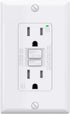 AIDA Self-Test 15 Amp Indoor Duplex GFCI Receptacle Wall Outlet Charger with LED Indicator, White, UL Certified (1 Pack)