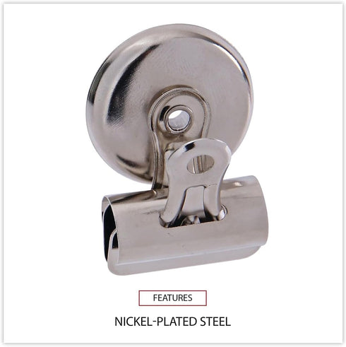 Universal Bulldog Magnetic Clips, 31260, Metal, Nickel-Plated, 18/PK, 1 1/4-Inch Wide, 7/16-Inch Capacity