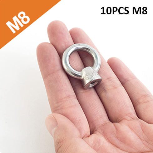 Lependor M8 Metric Ring Shape Lifting Eye Nut, 304 Stainless Steel Fastener, 10 Pcs M8 (5/16")