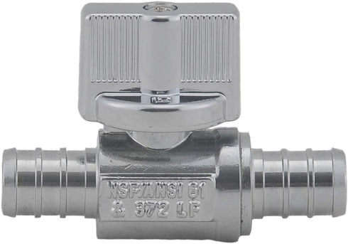 PEX Straight Stop Valve, 1/2-in x 1/2-in PEX 1/4 Quarter Turn LF Brass Chrome Plated Shut off Valve for Faucet or Toilet Installation (2-Pack) by Grneric