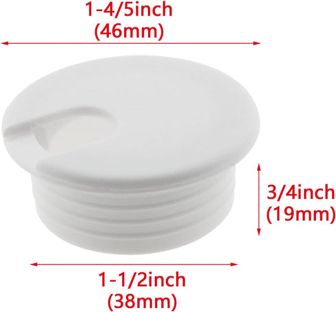 2PCS 1-1/2inch / 38mm Desk Grommet Wire Cord Cable Grommets Hole Cover for Office PC Desk Cable Cord Organizer Plastic Cover, White