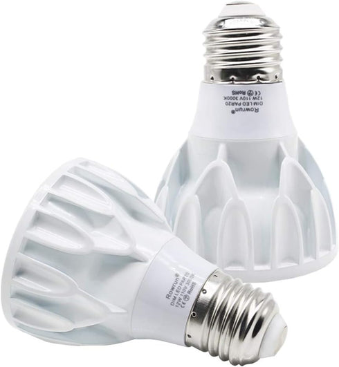 2 Pack PAR20 12W Narrow Flood Light Bulb, E26 Dimmable LED, 100W Halogen Warm White 3000K