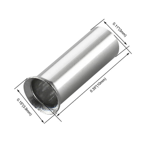 Baomain 100-Pack AWG 12/4mm² Long: 10mm Copper Crimp Connectors – Non-Insulated Ferrule Pin Terminals (EN4010)