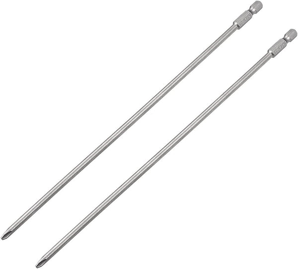 uxcell 2 Pcs 5mm PH2 Magnetic Phillips Screwdriver Bits, 1/4 Inch Hex Shank, 9.8-inch Length S2 Power Tool