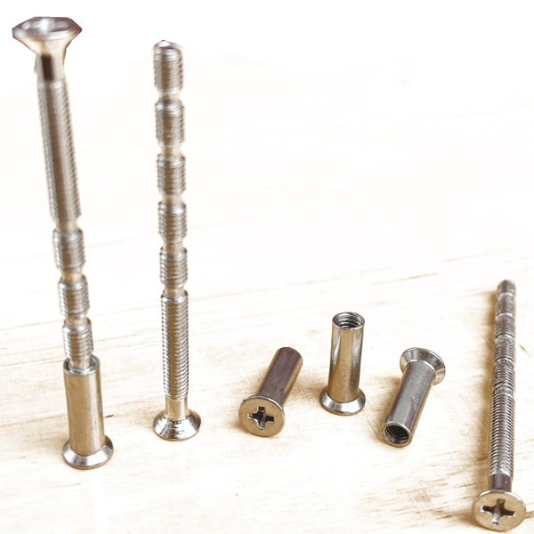 4 Set Sliding Door Handle Screw Post Replacement, M4 x 60mm Phillips Screws with Posts for Cabinet Doors