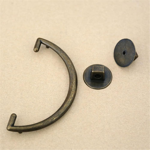 WenRan Closet 76mm (1) Bronze Coffee Table Drawer Handles Zinc Alloy Double Hole Nightstand TV Cabinet Antique