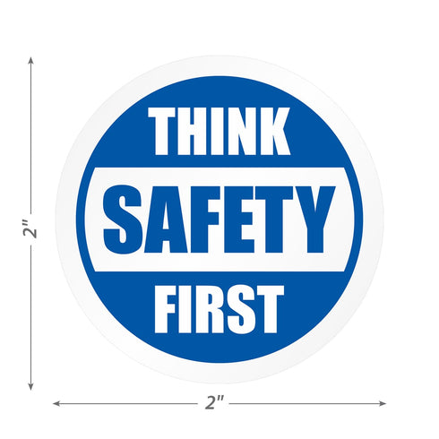 SmartSign Think Safety First Pack of 5 Hard Hat Labels, Retro-Reflective, 2" Circle