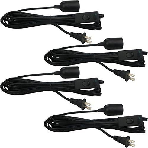Lightingsky 15Ft-4Pack Extension Light Cord Hanging Lantern Pendant Lamp Cable E26 Bulb Socket