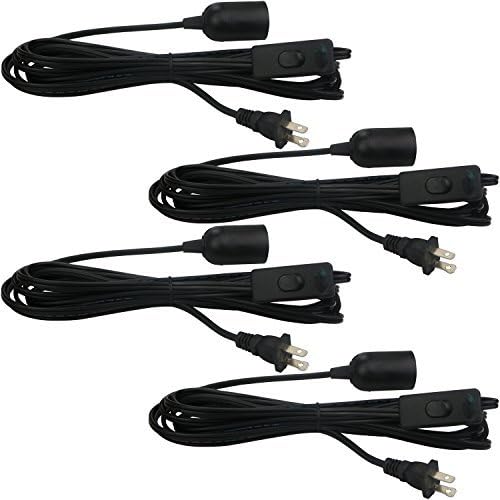 Lightingsky 15Ft-4Pack Extension Light Cord Hanging Lantern Pendant Lamp Cable E26 Bulb Socket