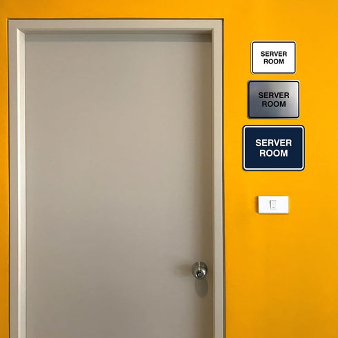 Durable Classic Framed Server Room Sign - Medium Size (Black)
