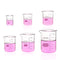 Upgrated 6 Size Low Form Glass Beaker Set, 25ml 50ml 100ml 250ml 500ml 1000ml, 3.3 Boro Glass with Printed Graduation