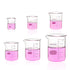 Upgrated 6 Size Low Form Glass Beaker Set, 25ml 50ml 100ml 250ml 500ml 1000ml, 3.3 Boro Glass with Printed Graduation