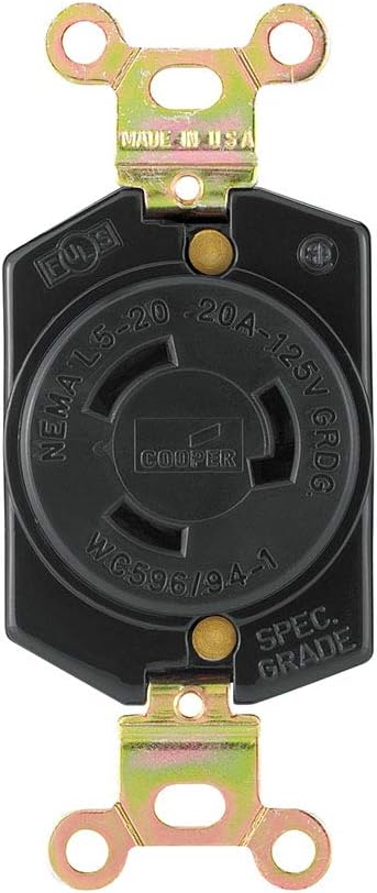 EATON Wiring L520R Hart-Lock Industrial Grade Receptacle, 20-Amp, 125-Volt