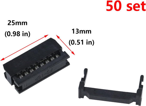 Antrader 50 x FC-16P 16Pin IDC Socket Connector Female, 2.54mm Pitch Plug Header Connector Dual Row