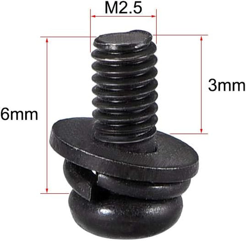 uxcell M2.5 x 6mm Carbon Steel Phillips Pan Head Machine Screws, 50pcs with Washers