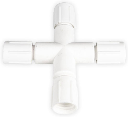 Novelty Lights Coaxial String Light X-Connector, White Weather-Tight 3-Way Splitter for Coax