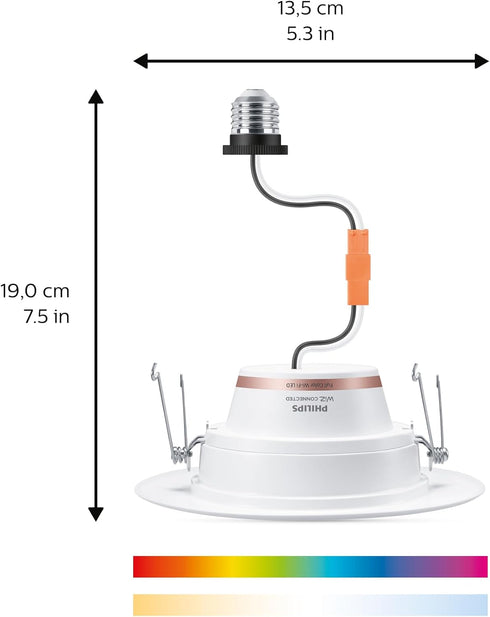 5-6 Inch 1-Pack, 1150 Philips Smart Retrofit Recessed Downlight Lumens, LED Color Changing Lights, Connects to Wi-Fi