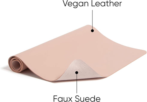 Smead Desk Pad, Vegan Leather Mat with Non-Slip Faux Suede Backing, 31.5” x 15.7” Medium, Dusty Rose (64834)