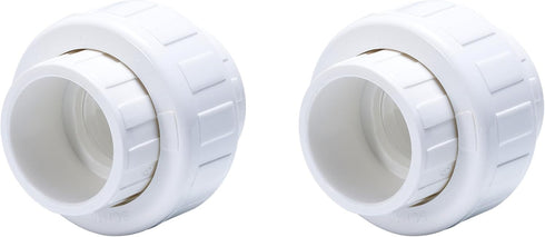 HJ 2PCS PVC Union Coupling, (Socket x Socket) White, Schedule 40 with EPDM O-Ring (2 Inch)