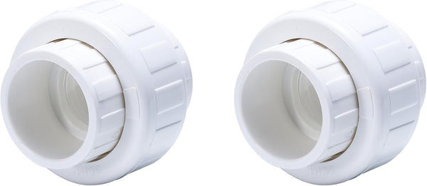 HJ 2PCS PVC Union Coupling, (Socket x Socket) White, Schedule 40 with EPDM O-Ring (2 Inch)